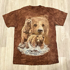 The Mountain Brown Tie-Dye Bear Graphic Short Sleeve Men’s L Y2K vintage nature
