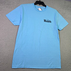 MODELO Beer SHIRT Mens Medium Blue CERVEZA CASUAL Brew Mexican Lager Snacks NWT