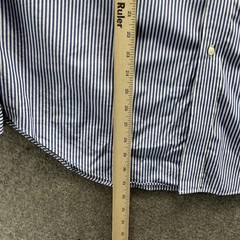 Lauren Ralph Lauren Dress Shirt Mens 17.5 34/35 Blue Stripe Non Iron Long Sleeve