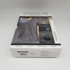 5 PACK GOODLIFE Men’s S M Cotton V Neck Logo T Shirt Set Beige Black Navy Green