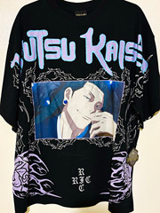 Civil Regime Men’s L Black Crew Neck Short Sleeve Jujutsu Kaisen Suguru Geto Tee