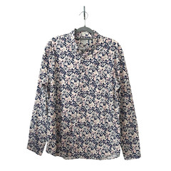 J. Crew Shirt Sz L Secret Wash Shirting Organic Cotton Stretch Pink Blue Floral