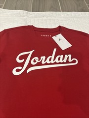 Nike Air Jordan Small MVP Flight Cursive Script T-Shirt Red FN5958-687 NWT