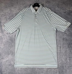 Straight Down Mens Performance Striped Polo Shirt Size L Stretch Preppy Golf