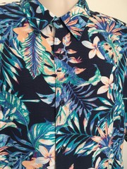 Men’s CUBAVERA Hawaiian Shirt 2XL Multicolor Floral Leaves Pattern, Viscose