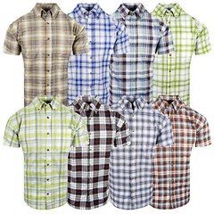 Plaid Shirt Mens Short Sleeve Button Down Collar One Pocket NEW Colors TRUE FIT2