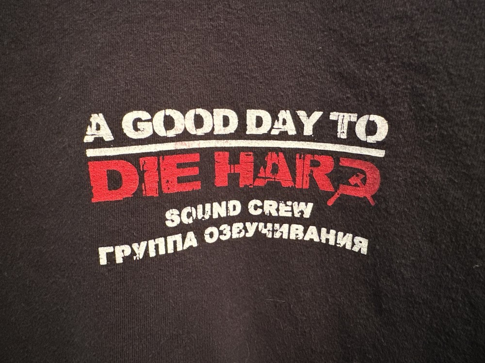 L LARGE 2012 A GOOD DAY TO DIE HARD Shirt Sound Crew Wrap Gift Bruce Willis