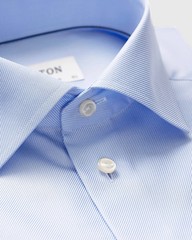 Eton Blue Shirt Textured Twill Classic Fit Single Cuff Diagonal Texture 41 16