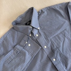 Dockers Men, Blue And White Striped Long Sleeve Button Down Dress Shirt Size L