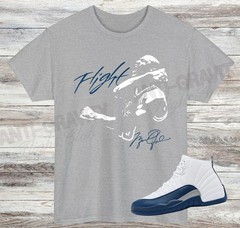 Jordan 12 French Blue Sneaker Match Shirt, White French Blue Metallic Silver