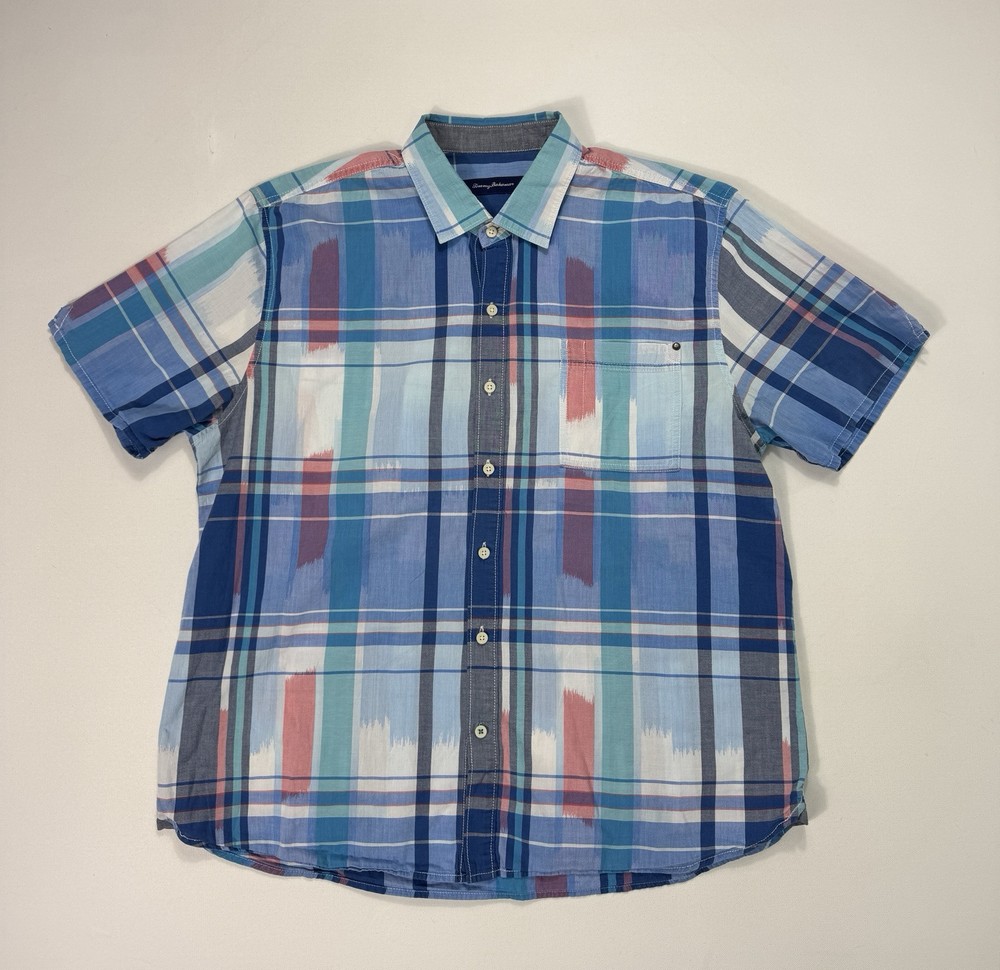 Tommy Bahama Men’s XL Boardwalk Plaid Button Shirt Vacation Beach Modern Casual