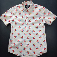 Sony PlayStation Button Up Shirt Logo All Over Print Woven White Men Size Large