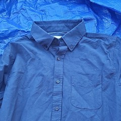 Free Assembly Men’s Solid Blue Button-Down Collar Long Sleeve Button-Up Shirt S