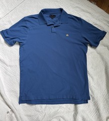 Brooks Brothers Men’s L Blue Solid Pima Cotton/Spandex Stretch Knit Polo Logo