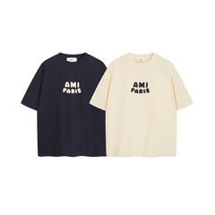 AMI PARIS Tee Men’s Navy blue & Beige Short Sleeved T-Shirt S-M-L-XL
