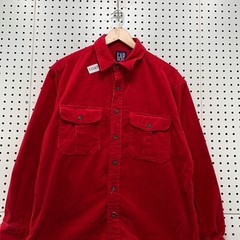 Vintage 90s GAP Corduroy Buttton Shirt Mens Medium Red Pocket 22.5×31