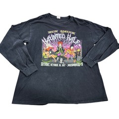 Gildan Mens 2017 Run Amuck Haunted Half Hocus Pocus Long Sleeve T-Shirt Black L