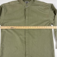 Pavo by Lastrada Mens Mandarin Collar Hidden Placket Shirt Olive Green Medium
