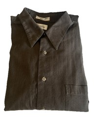 Paul Fredrick 100% Cotton Mens 16.5/34 Brown Long Sleeves Button Up Shirt USA