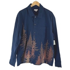 Sun + Stone Mens Milas Scenic Jacquard Overshirt Navy Pine Tree XL 100188502MN