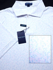 PETER MILLAR GOLF POLO SHIRT -XL WHITE BLUE PURPLE ROCK MUSIC DOT SUMMER COMFORT