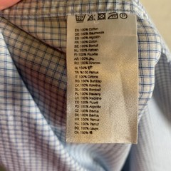 Eton Shirt Mens 16 41 Large Blue Check Contemporary Long Sleeve Cotton FLAW