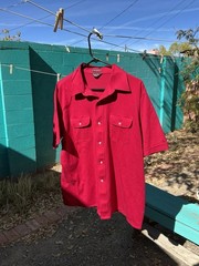 Men’s Christian Dior Monsieur Xl Maroon Button Up Short Sleeve Shirt