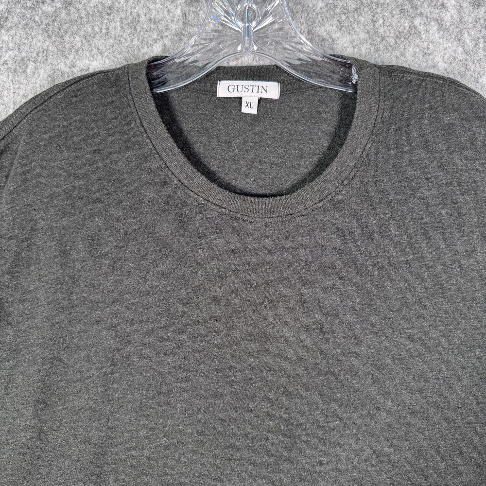 Gustin T Shirt Mens XL Gray Heather Cotton Blend Minor Pilling Made In USA
