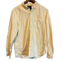American Eagle Shirt Slim Fit Button Down Pale Yellow Cotton Oxford Top Mens L