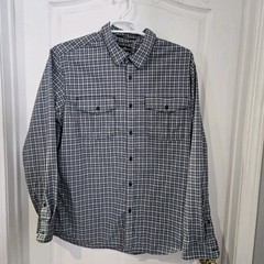 Eddie Bauer Blue Plaid Long Sleeve Button Up Shirt XL Chest 52 Length 31.5