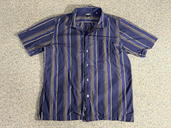 Todd Snyder Button Up Shirt Men’s Large Blue Striped Camp Loop Collar Cotton