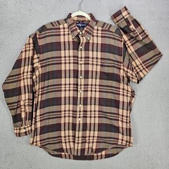 Ralph Lauren Shirt Mens Large Tan Plaid Blaire Button Down Long Sleeve Cotton