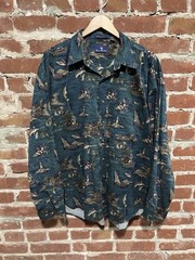 Bill Blass Fishing Marlin Boat Fisherman Fish Print BLUE XL Shirt Vintage 90s