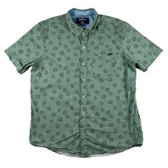 Chubbies Shirt Mens Large Green Floral Short Sleeve Button Up Stretch Casual