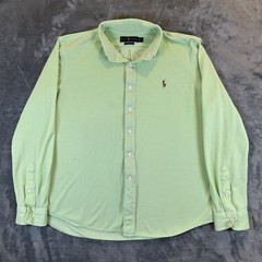 Polo Ralph Lauren Shirt Mens XL Green Long Sleeve Knit Oxford Pony Logo Causal