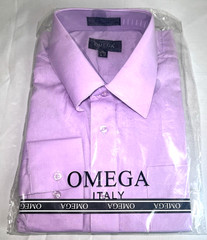 OMEGA- Italy Button Up Long Sleeve dress shirt-Purple- XL