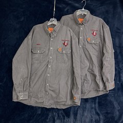 LOT OF 2 Wrangler Western FR Shirt Mens 2XL TALL Gray 8.5 ATPV Work Long Sleeve