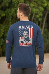 Burlebo Raised on Reagan Long Sleeve Tee Large Mens Navy Graphic Shirt NEW