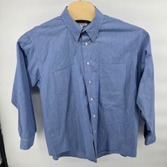 Enro Mens Blue 100% Combed Cotton Long Sleeve Button Down Shirt Size 17 34-35