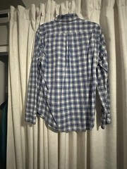 johnnie-O Men’s Blue/White Plaid Long Sleeve Button-Up Cotton Shirt M