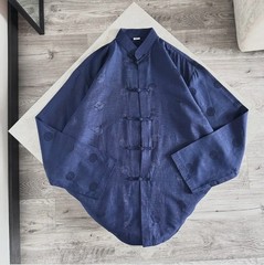 Vintage 90s Silk Chinese Tang style jacket overshirt Mandarin frog button y2k