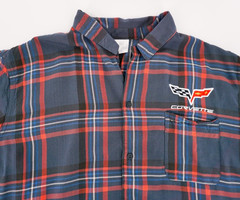 Corvette GM Official Plaid Short Sleeve Button Shirt Men’s XXL Chevrolet Logo