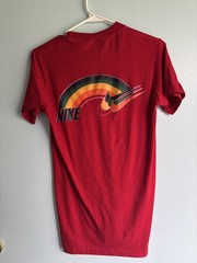 Vintage 80’s Nike Logo Blue Tag T Shirt Men’s Medium Rainbow Logo Pride