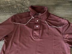Texas Standard Mens Medium Polo Shirt Western Stretch Maroon w/White Piping
