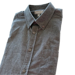 Ash & Erie Flannel Shirt Mens Medium Slim Gray Comfort Stretch Long Sleeve