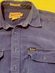 Woolrich Chamois Men’s XL Outdoor Wear Expedition Blue Cloth Button Shirt *READ