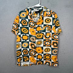 Cotton On Mens Medium Floral & Geometric Button-Up Shirt Multicolor Viscose
