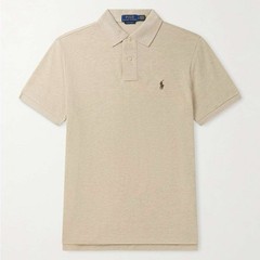 Polo Ralph Lauren Logo-Embroidered Cotton-Piqué Polo Shirt Beige/Brown M