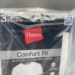 Hanes Men’s 3 Pack Comfort Fit Tagless White T -Shirts Size 2XL 50-52″ New