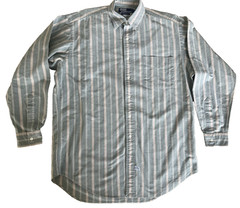 POLO Ralph Lauren Shirt Striped Button Up Medium M Long Sleeve Faded Green Tan